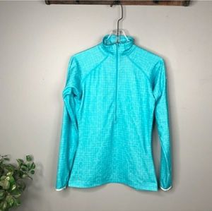 Nike Pro Dri Fit Half Zip Blue White Pullover Thumb‎ Holes Women's Medium